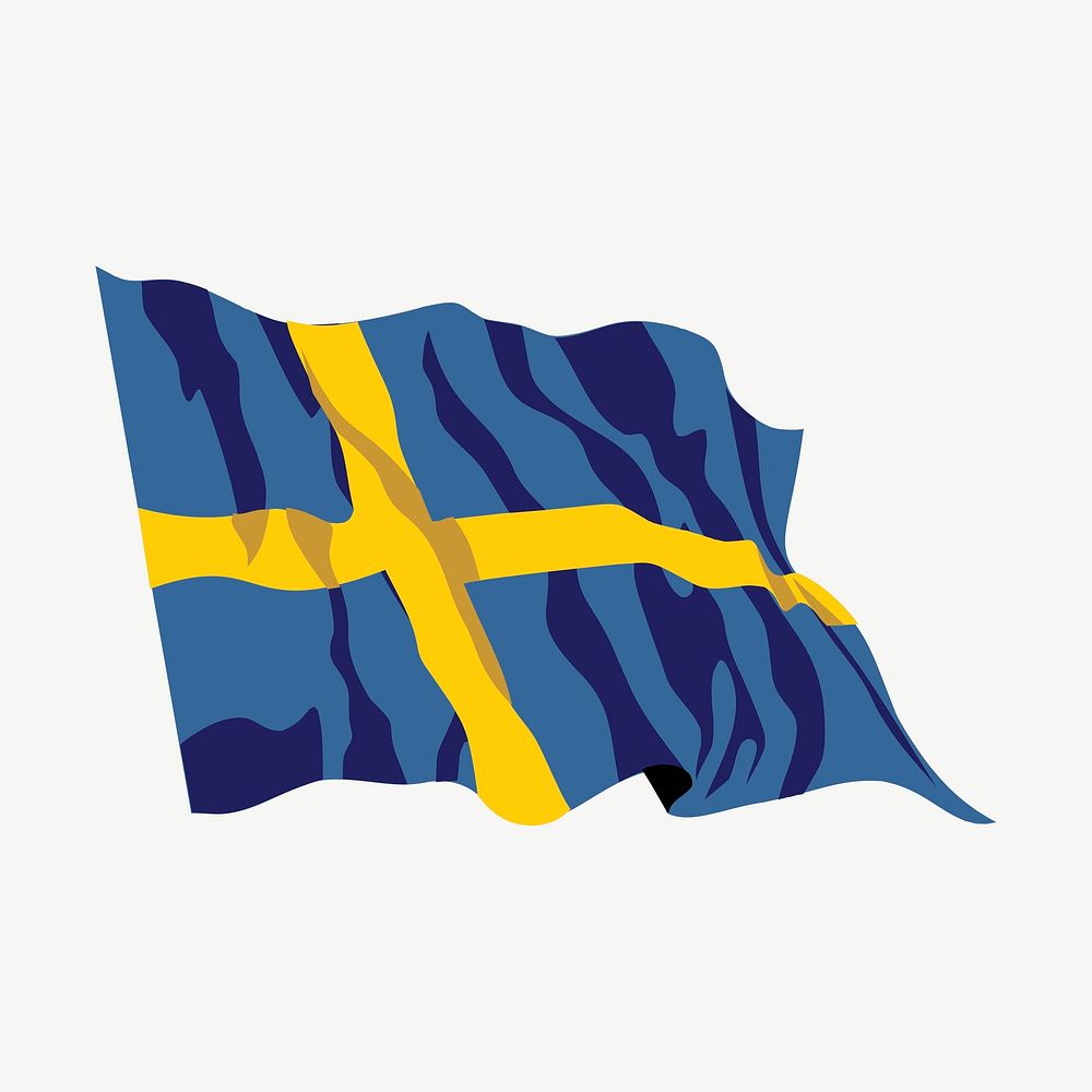 Sweden flag in the wind clip art psd