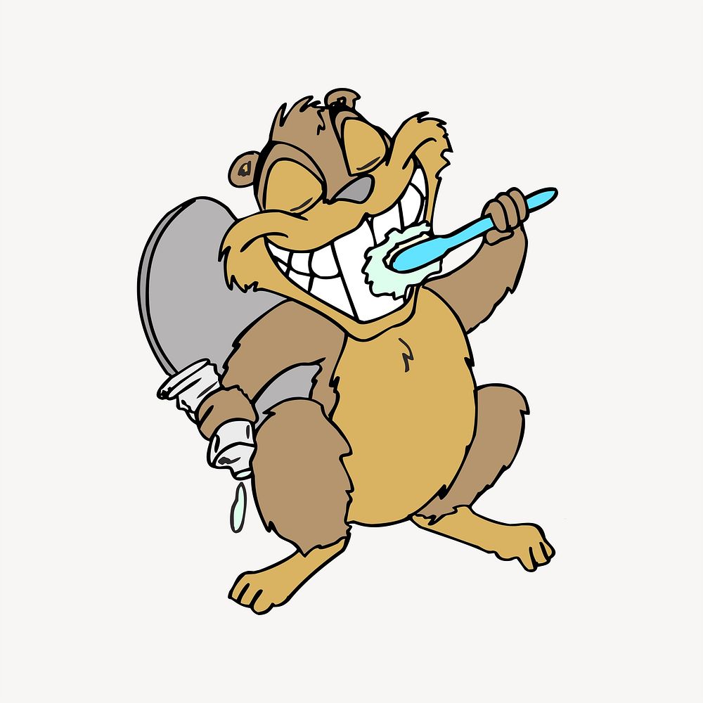 Beaver brushing teeth image element
