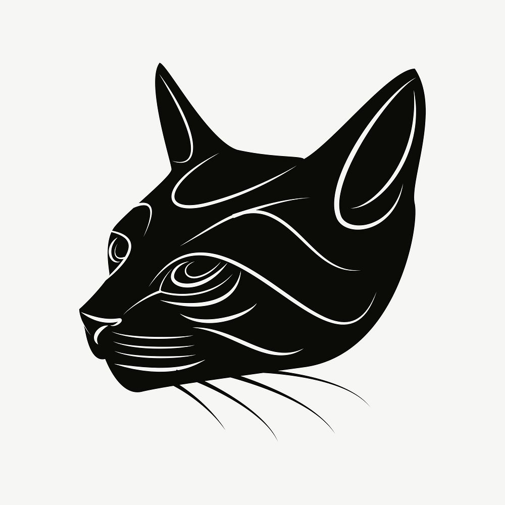 Cat head silhouette clip art psd