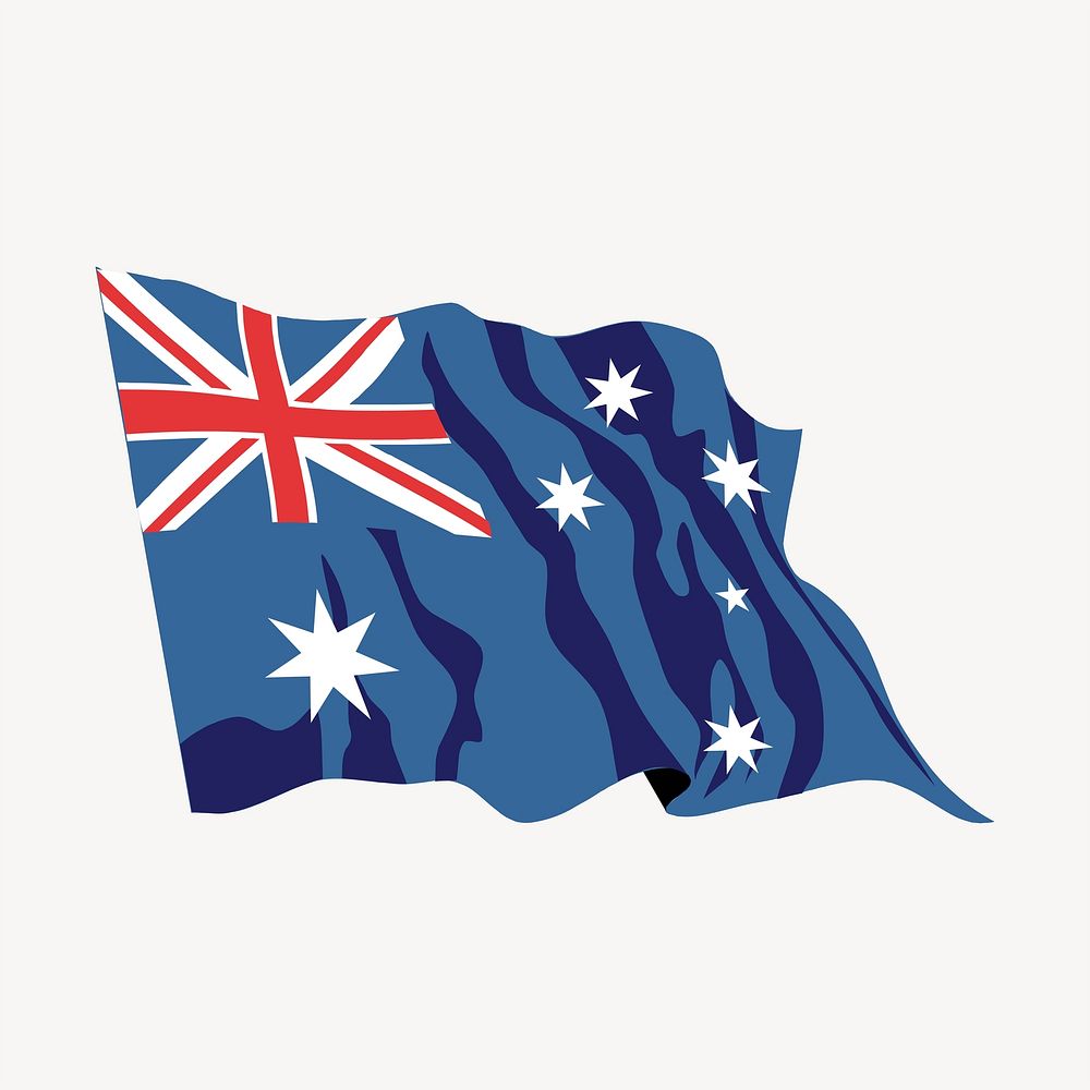 Australia flag in the wind collage element vector