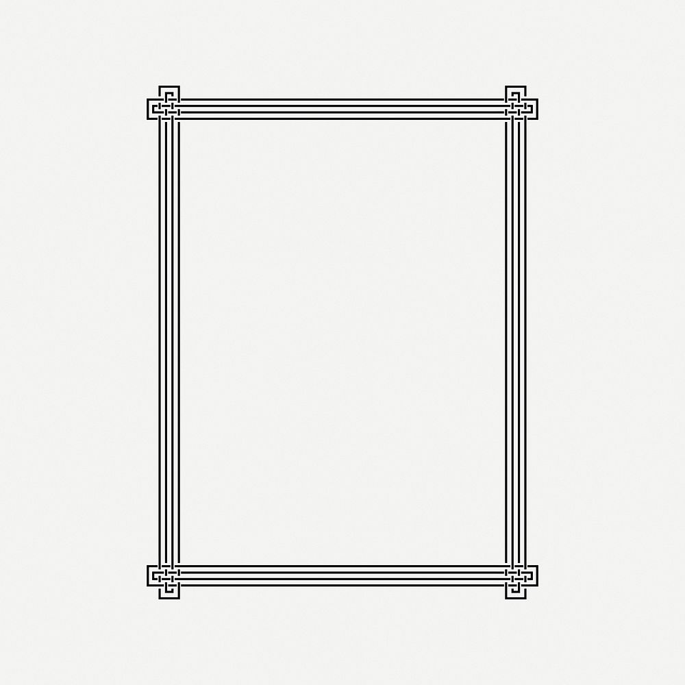 Black line rectangle frame clip art psd