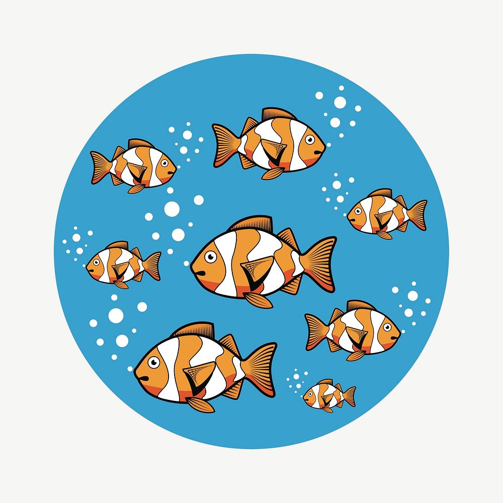 Parcular crown fish in water clip art psd