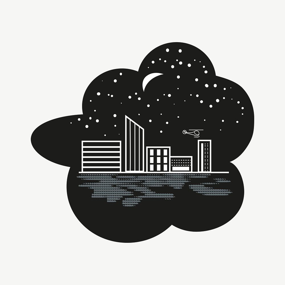 Night cityscape clip art psd