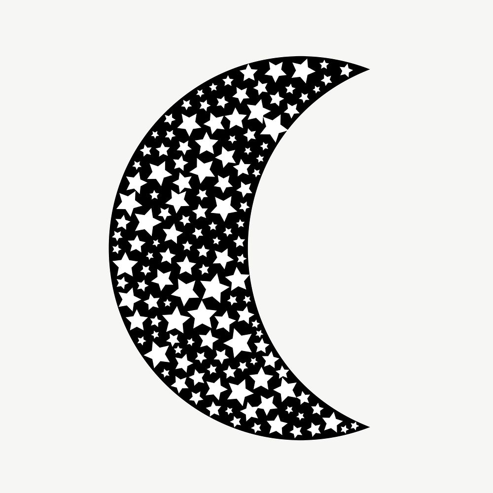 Starry Moon clip art psd