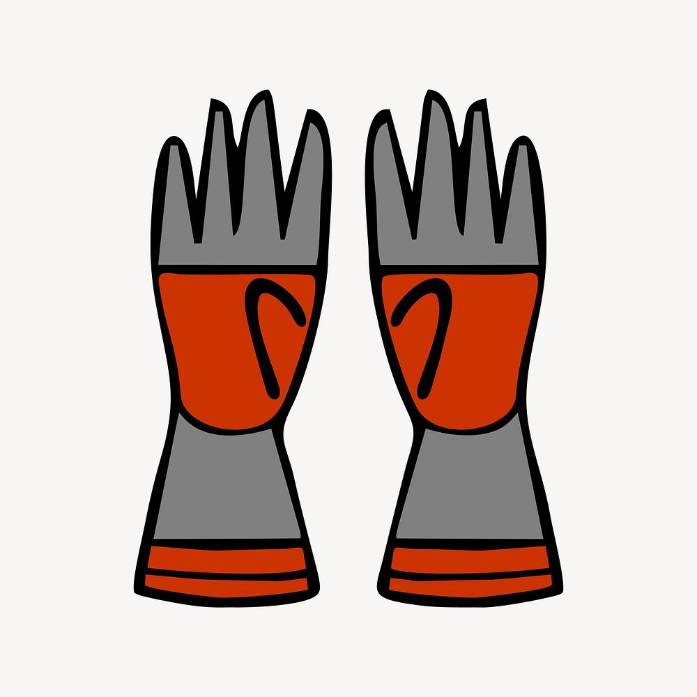 Fire gloves collage element vector