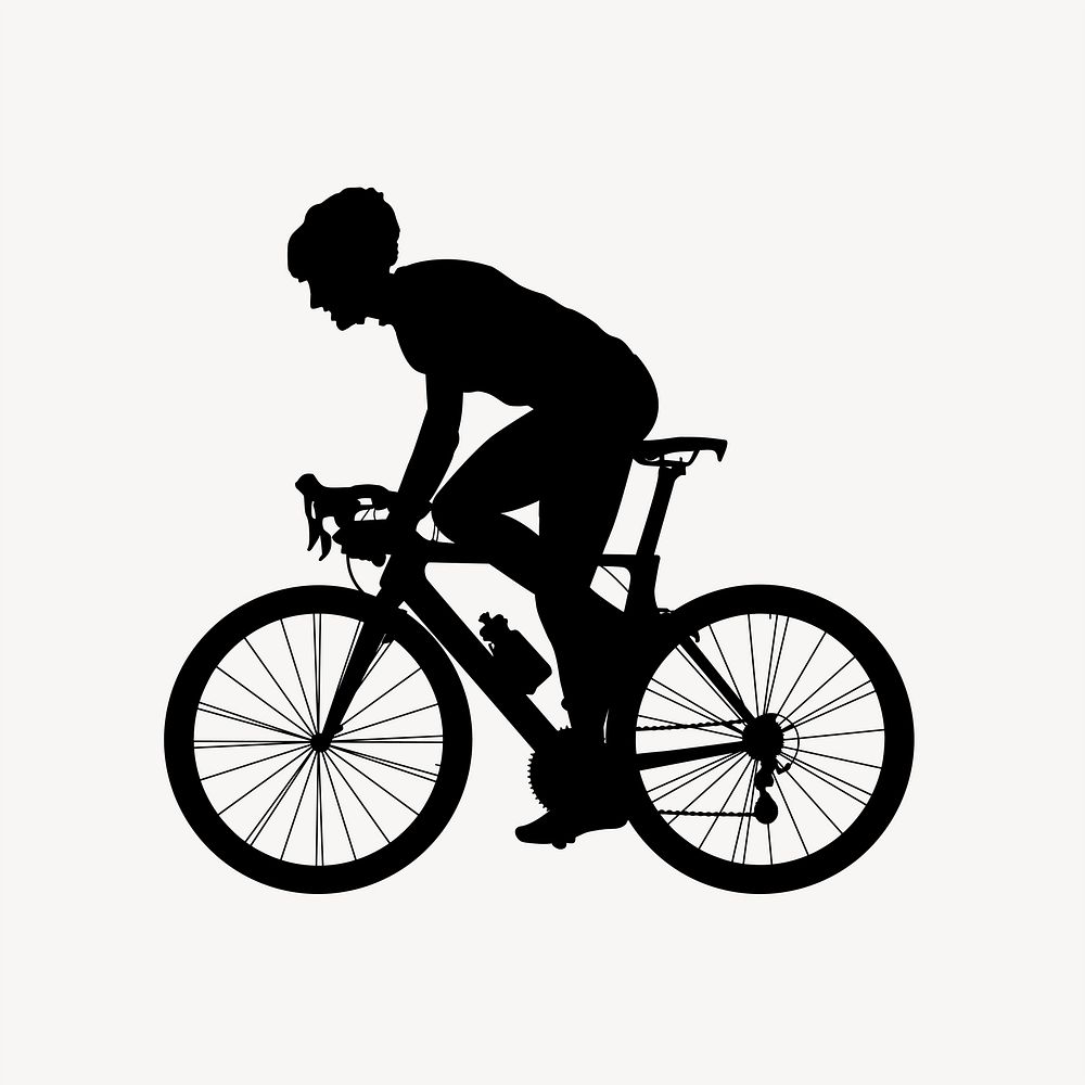Cyclist silhouette collage element vector