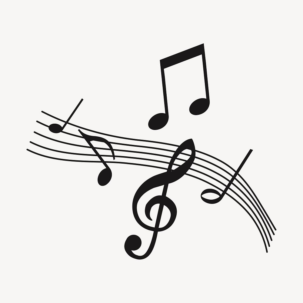 Flowing music notes image element