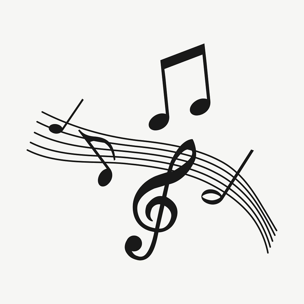 Flowing music notes clip art psd