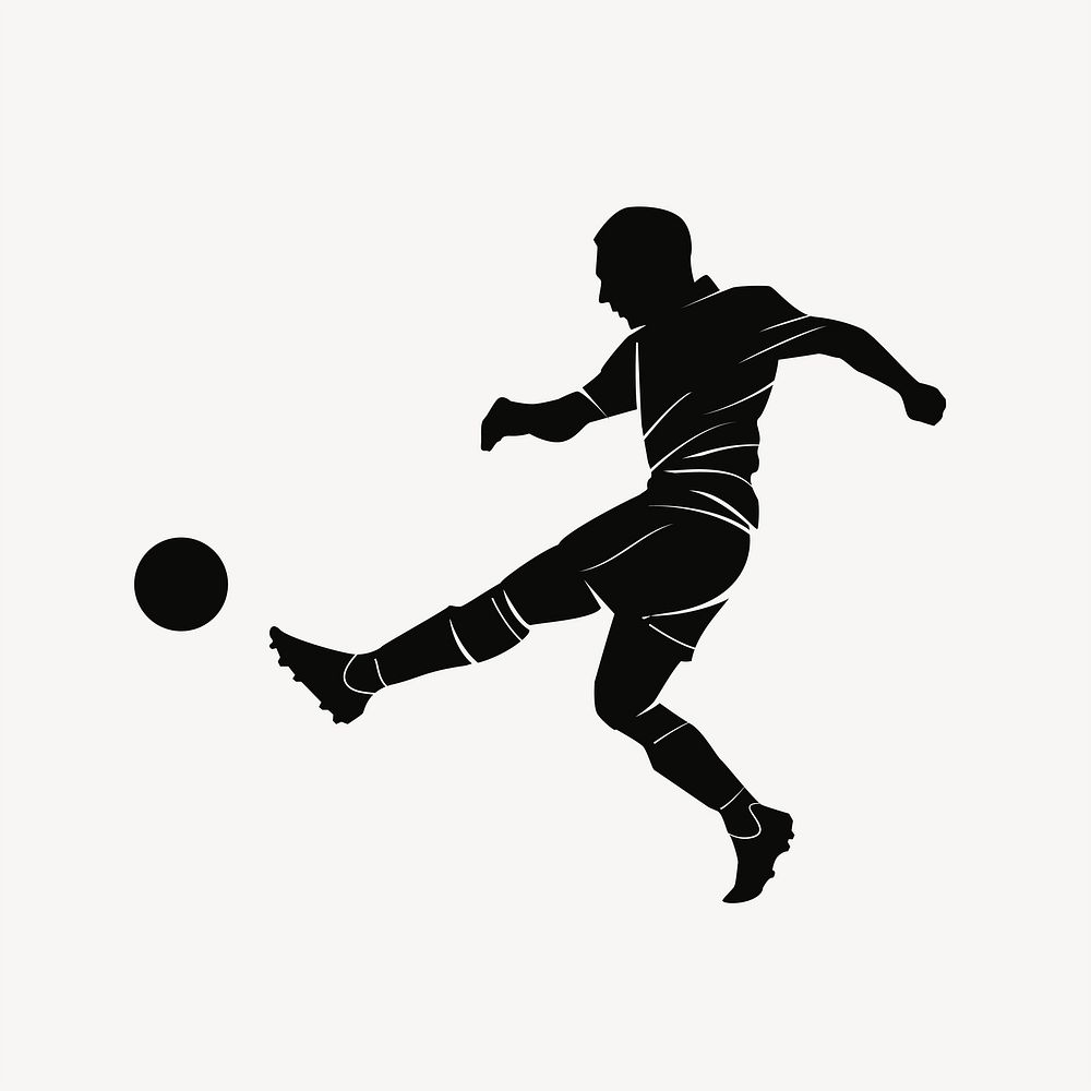 Soccer player silhouette collage element vector