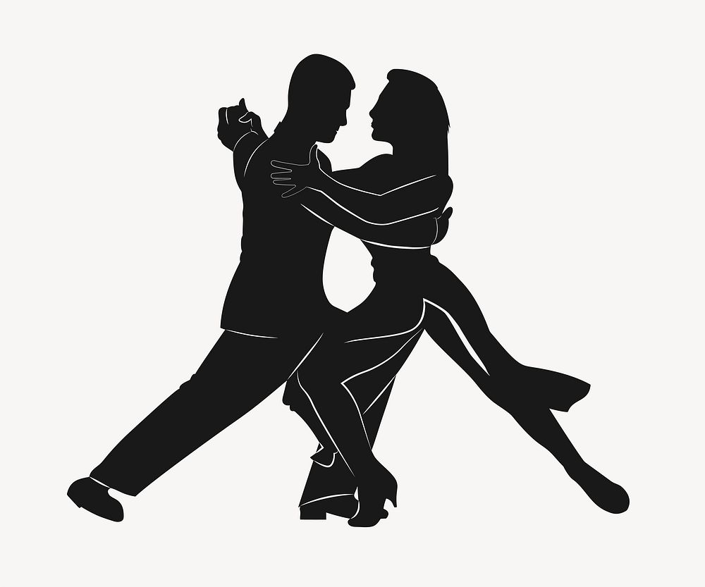 Dancing couple silhouette collage element vector