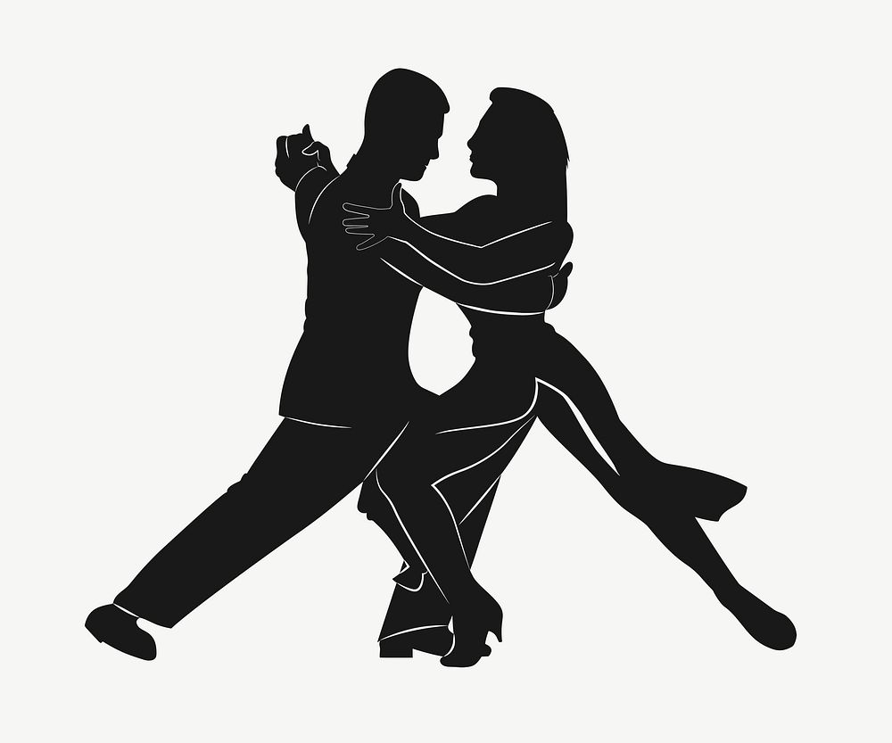 Dancing couple silhouette clip art psd