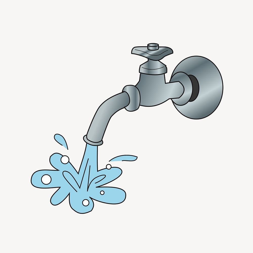 Water tap collage element vector