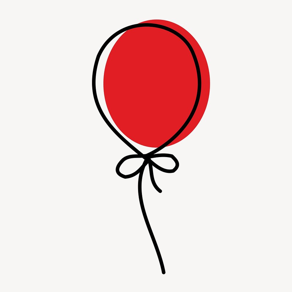 Red balloon collage element vector