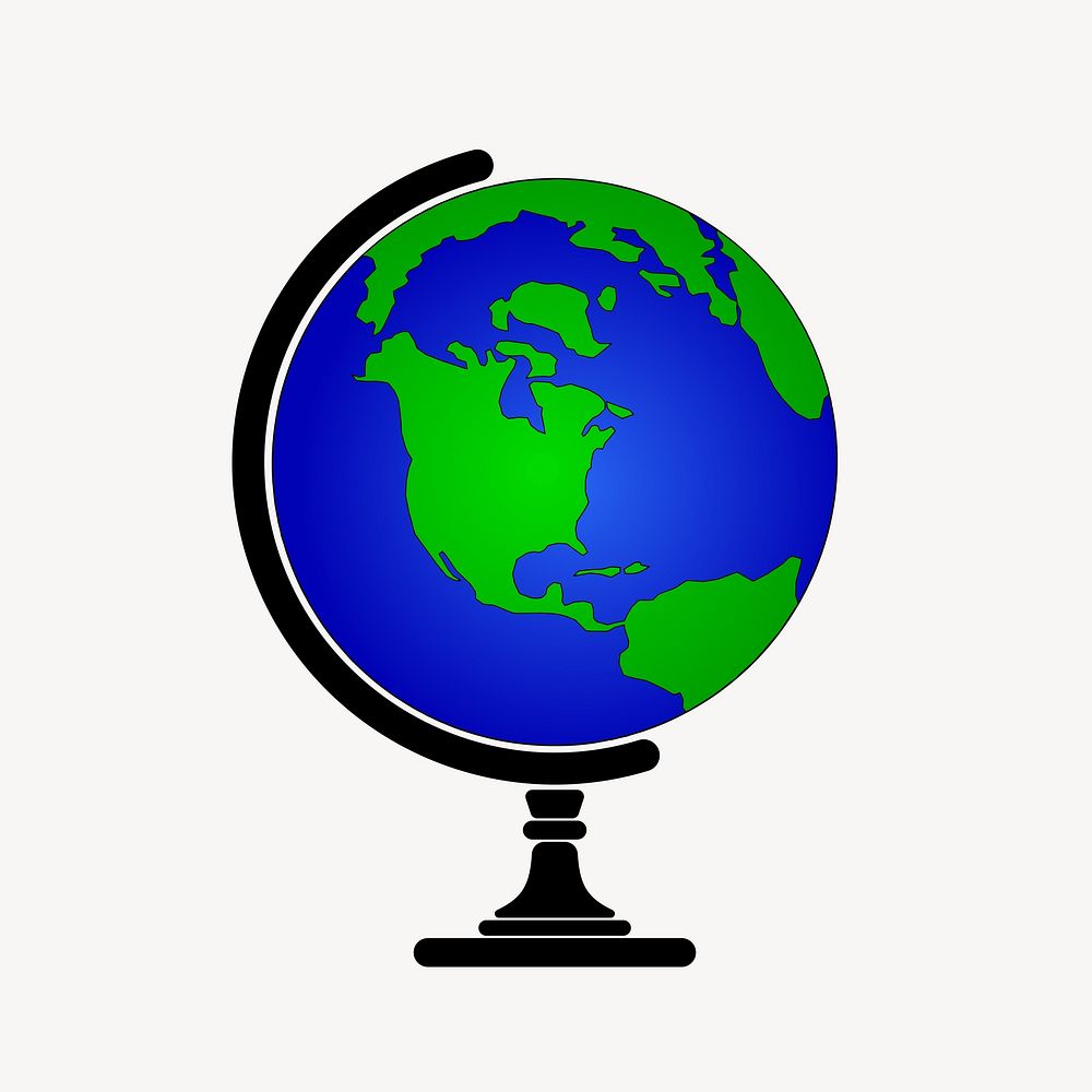 Simple blue earth globe with stand collage element vector