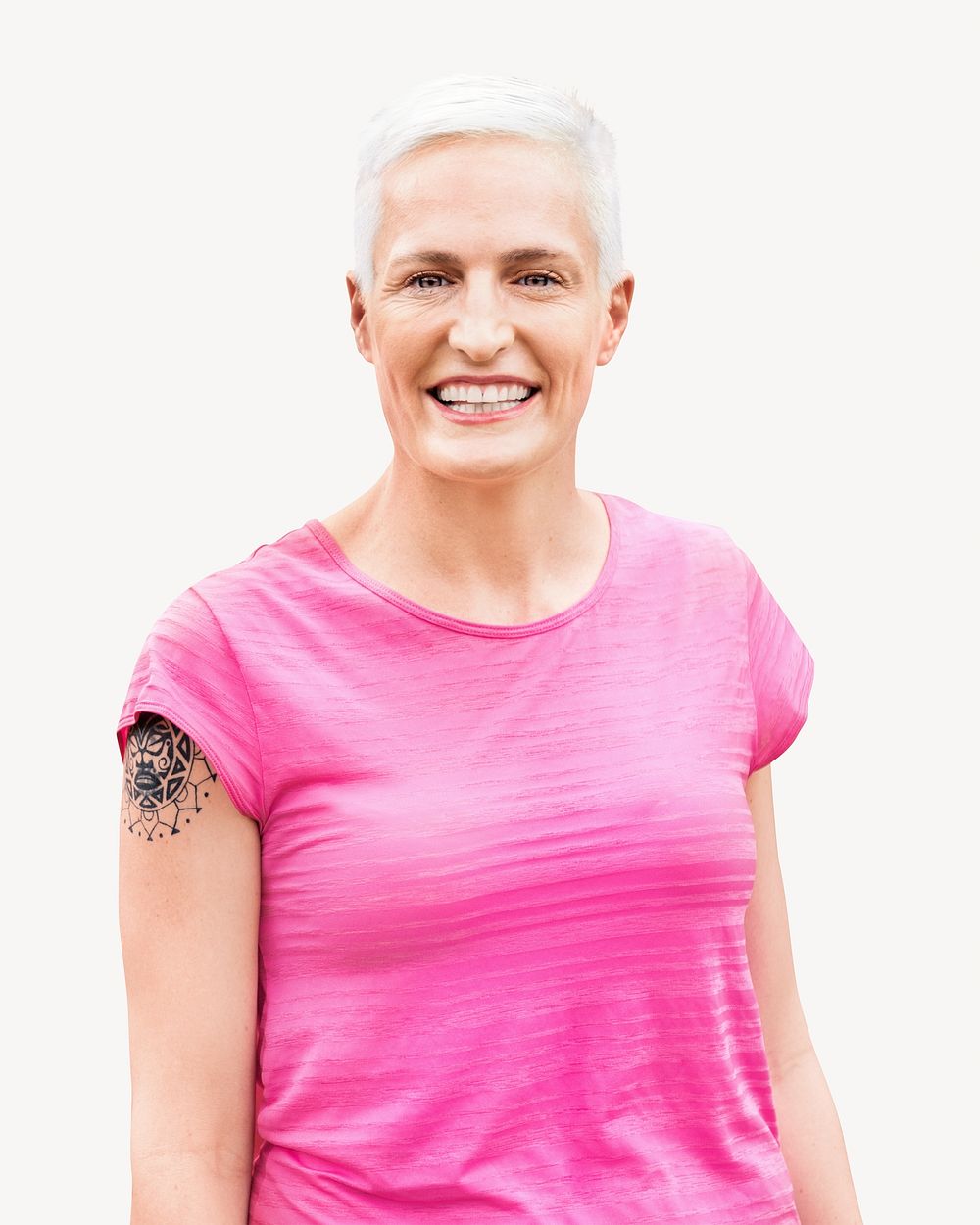 Woman wearing pink for breast cancer awareness image element