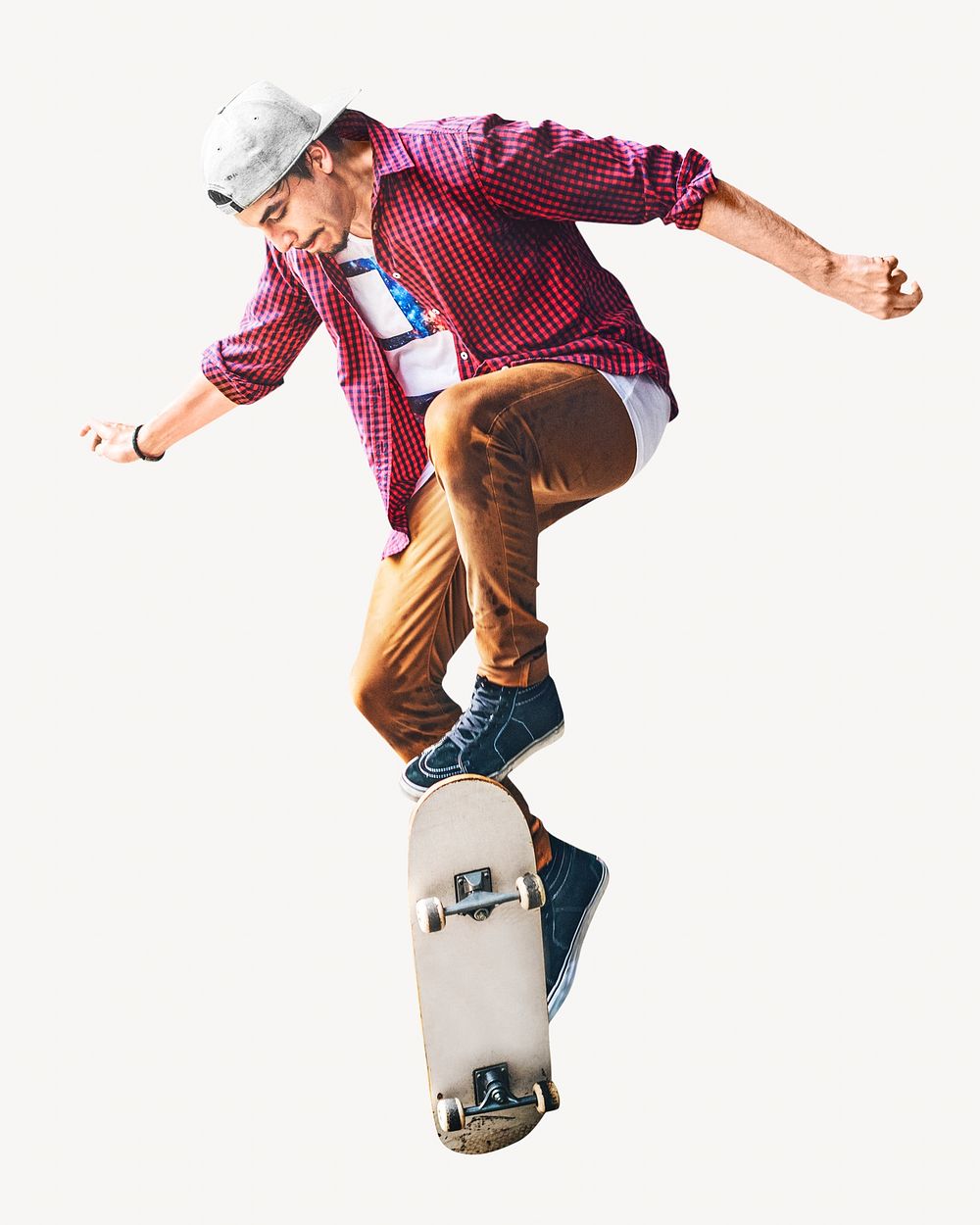 Boy skateboarding isolated image