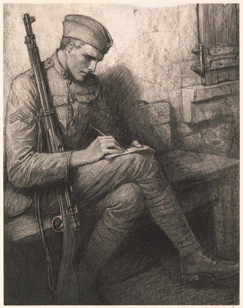 Soldier writing letter (1919) by Wladyslaw Theodore Benda