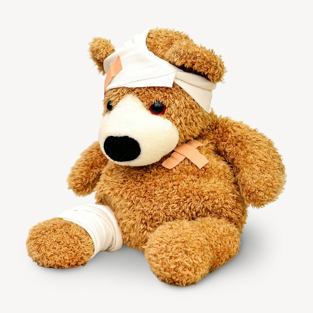Injured teddy bear image element.