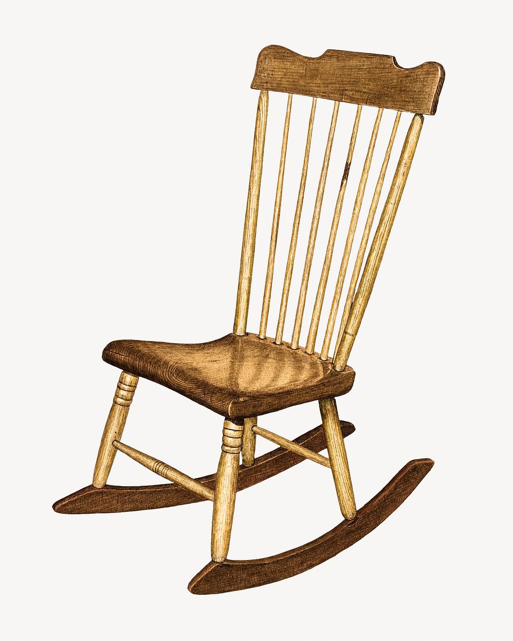 Wooden rocking chair on white background