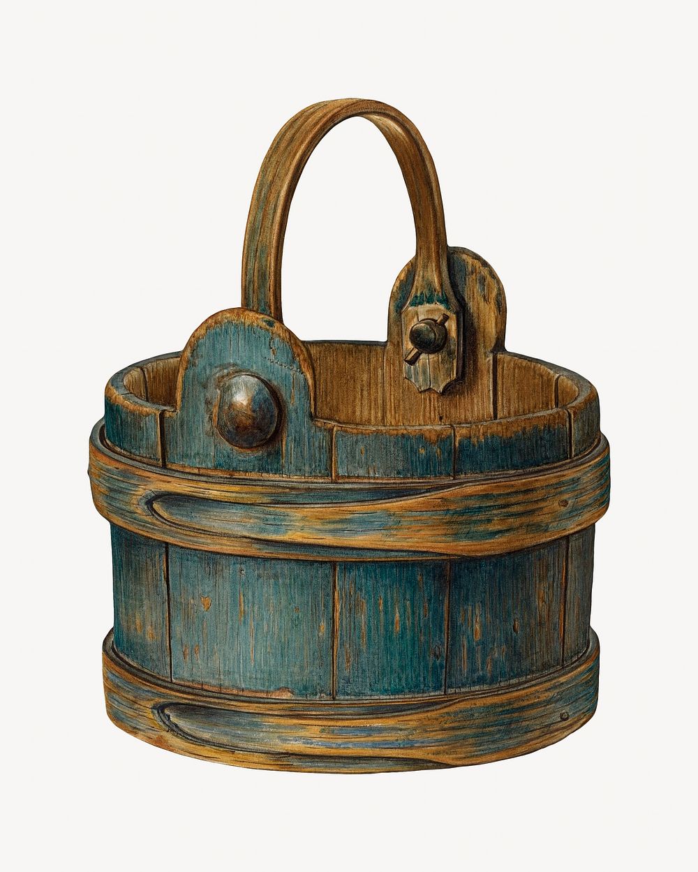 Vintage wooden bucket, vintage illustration. Remixed by rawpixel.