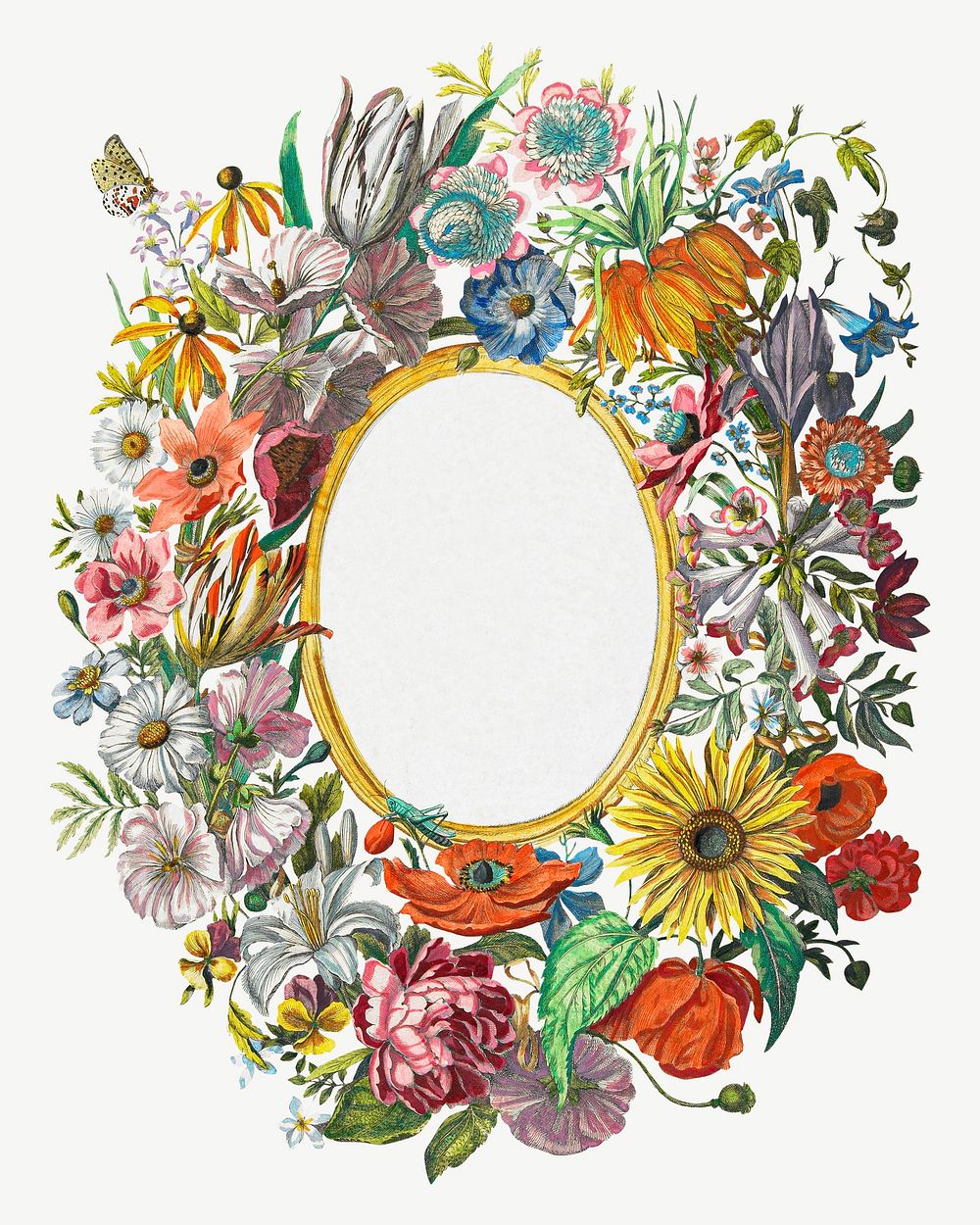 Vintage floral frame chromolithograph art psd. Remixed by rawpixel. 