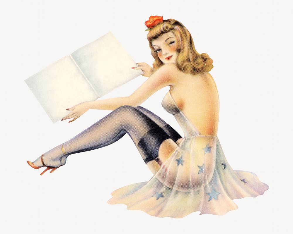 Vintage sexy woman chromolithograph art illustration. Remixed by rawpixel. 