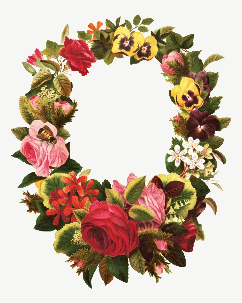 Vintage wreath chromolithograph art psd. Remixed by rawpixel. 