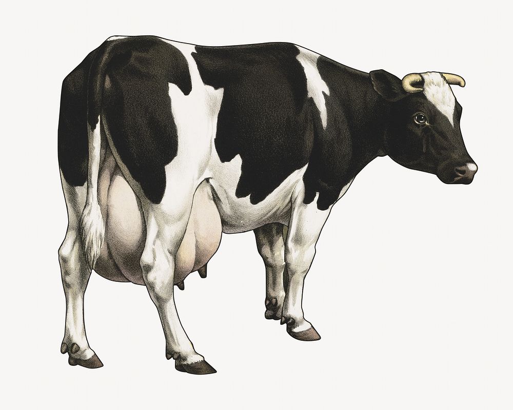 Dairy cattle vintage illustration. Remixed by rawpixel. 