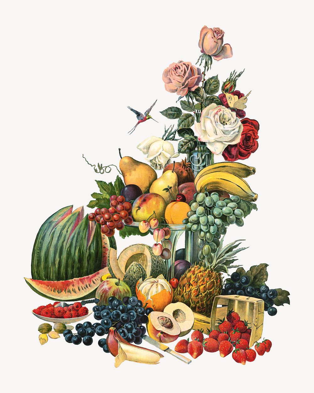 Vintage fruits chromolithograph art. Remixed by rawpixel. 