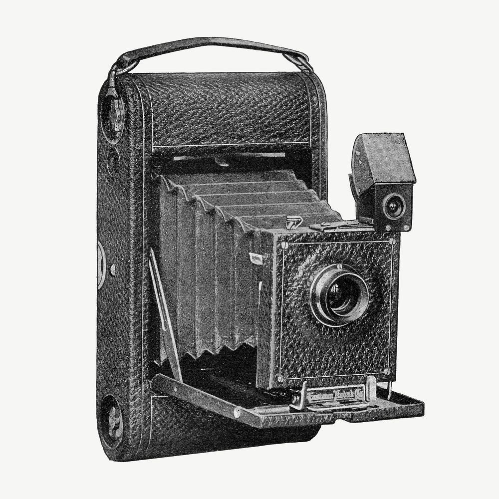 Vintage folding pocket camera chromolithograph art psd. Remixed by rawpixel. 