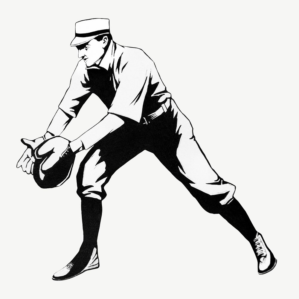 Vintage baseball catcher illustration psd. Remixed by rawpixel. 