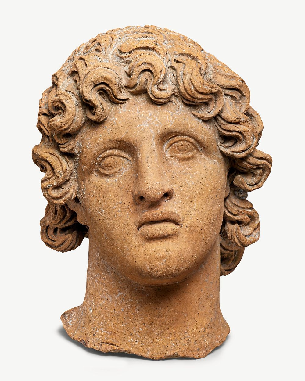 Terracotta head of a youth,  made by Etruscan psd. Remixed by rawpixel.