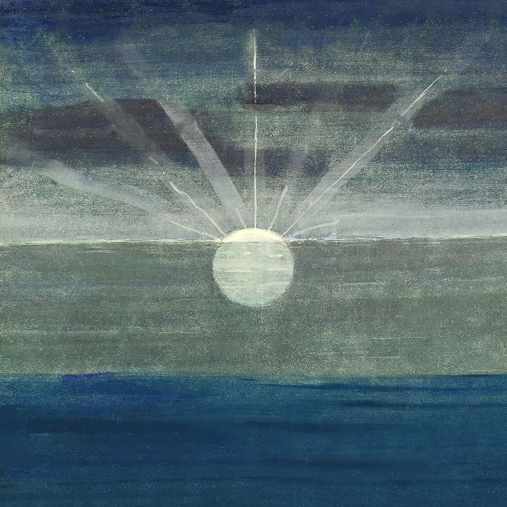 Vintage sunrise background, sky illustration by Mikalojus Konstantinas Čiurlionis. Remixed by rawpixel.