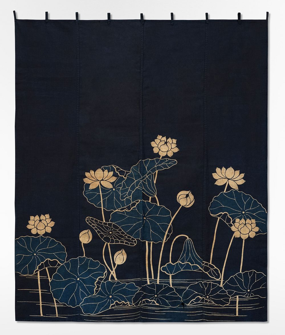 Temple hanging (noren) (19th century), lotus flower fabric textile. Original public domain image from The Minneapolis…