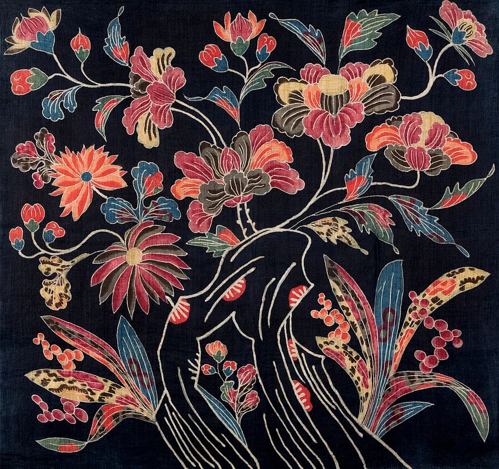 Wrapping cloth (uchikui) (19th century) floral fabric textile. Original public domain image from The Minneapolis Institute…