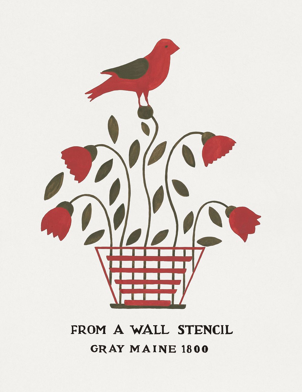 Design from Gray, Maine 1800 (no. 2): From Proposed Portfolio "Maine Wall Stencils" (1935&ndash;1942), vintage botanical…