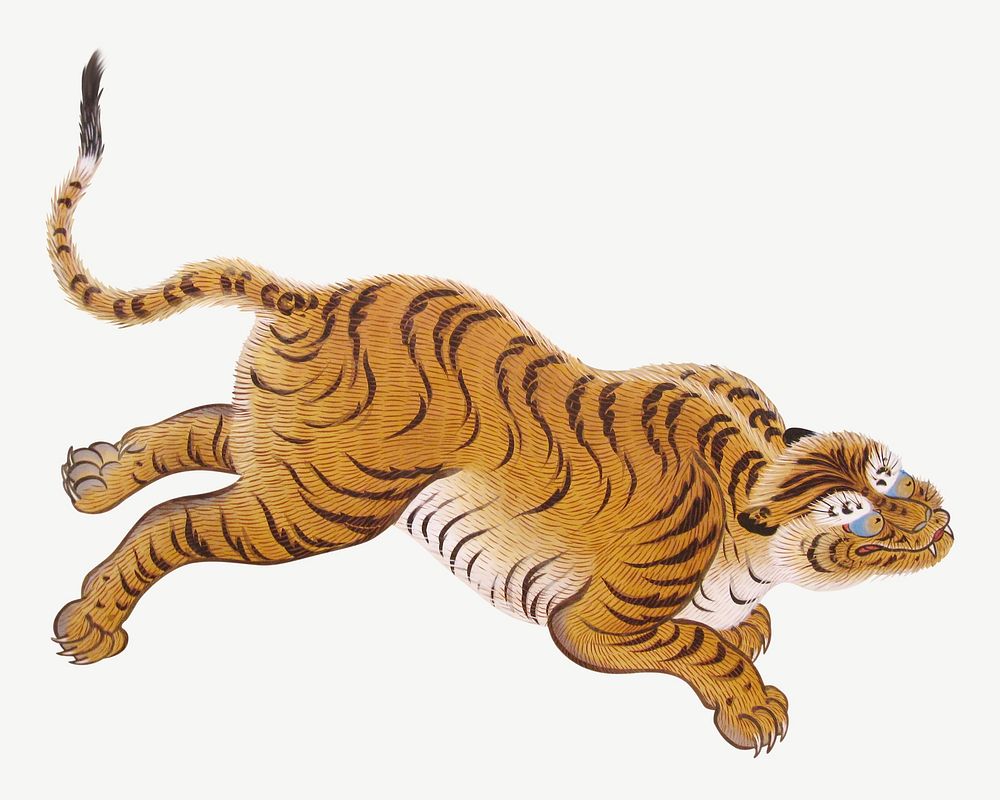 Tiger, Japanese animal illustration psd. Remixed by rawpixel.