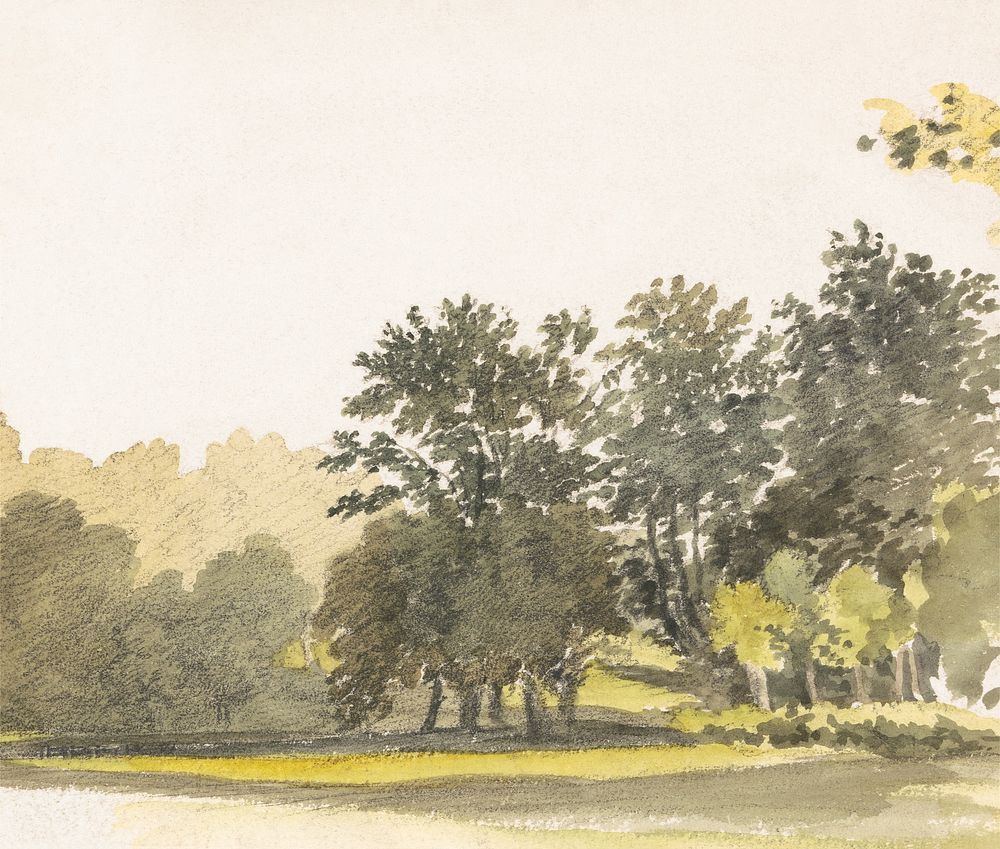 Landscape with Trees (1769–1844), vintage nature illustration by Robert Hills. Original public domain image from Yale Center…