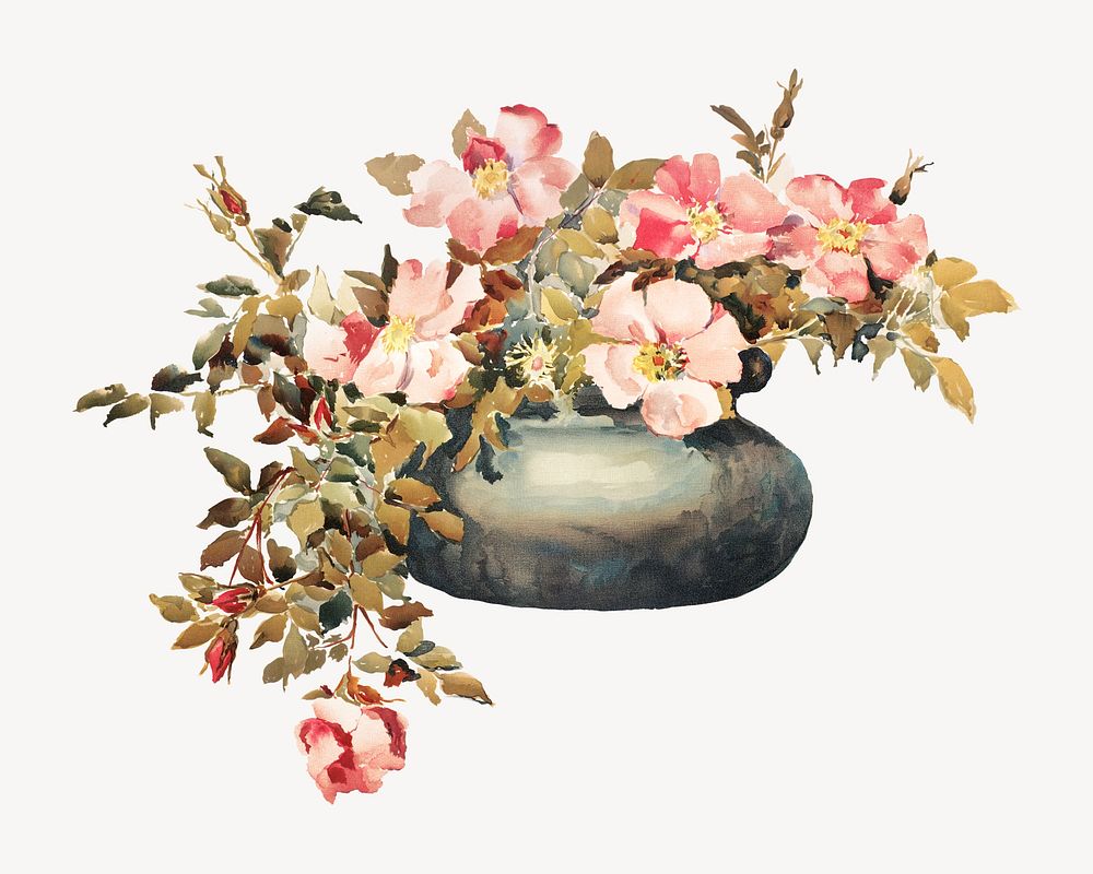 Wild roses, vintage flower illustration. Remixed by rawpixel.