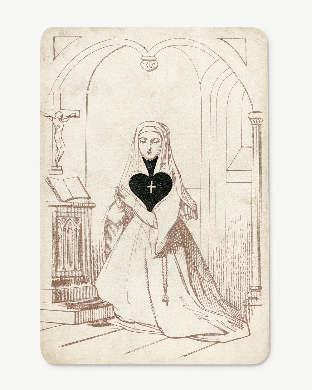 Vintage nun sketch illustration psd. Remixed by rawpixel.
