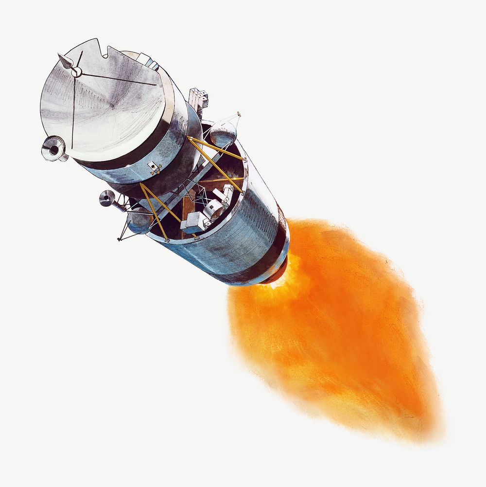 Vintage second stage separation illustration psd. Remixed by rawpixel.