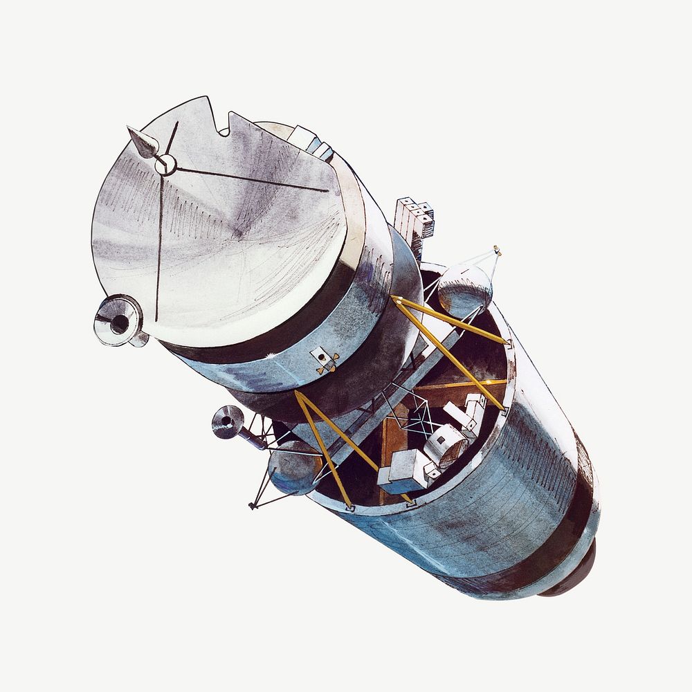 Vintage second stage separation illustration psd. Remixed by rawpixel.