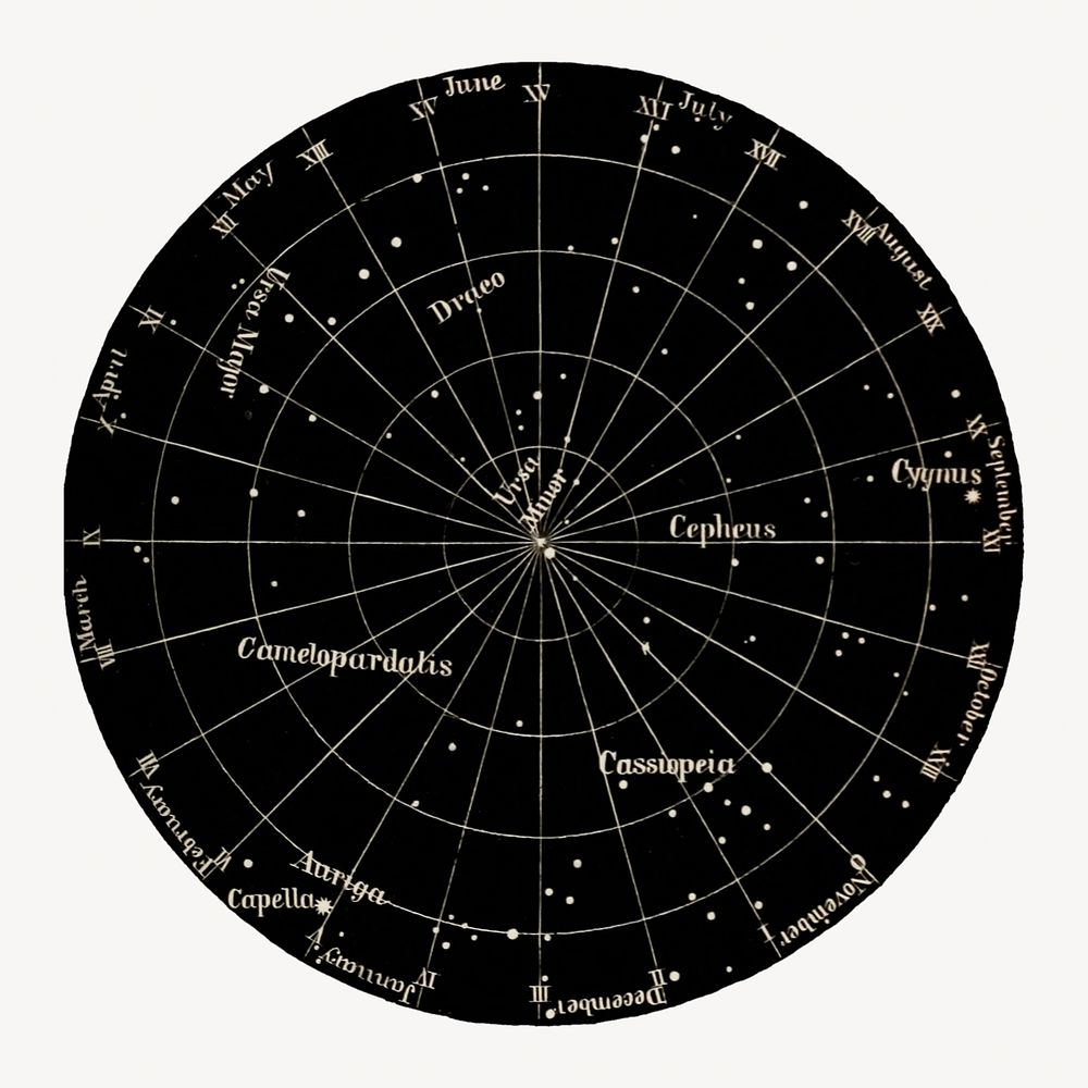 Map of the northern constellations illustration. Remixed by rawpixel.