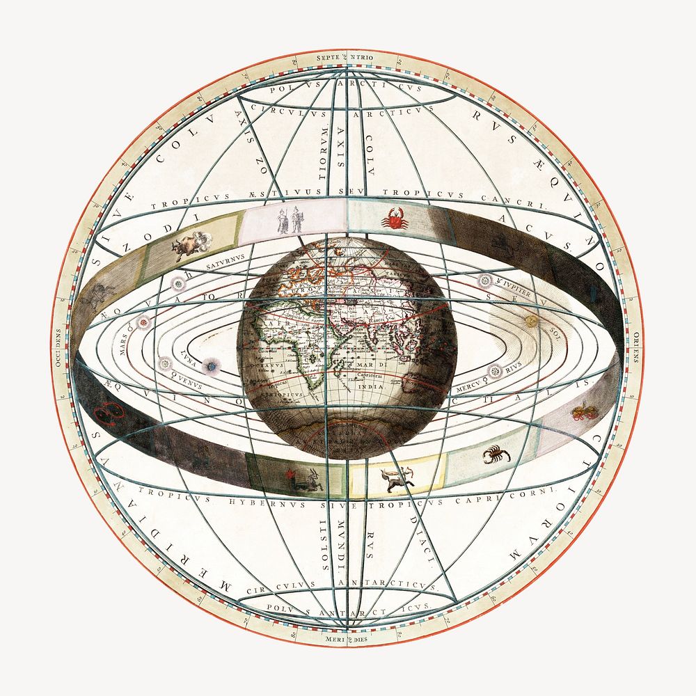 Vintage cellarius ptolemaic system illustration. | Premium Photo ...