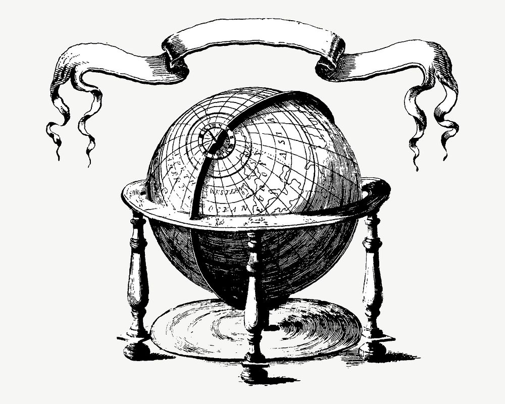Vintage globe ball illustration psd. Remixed by rawpixel.