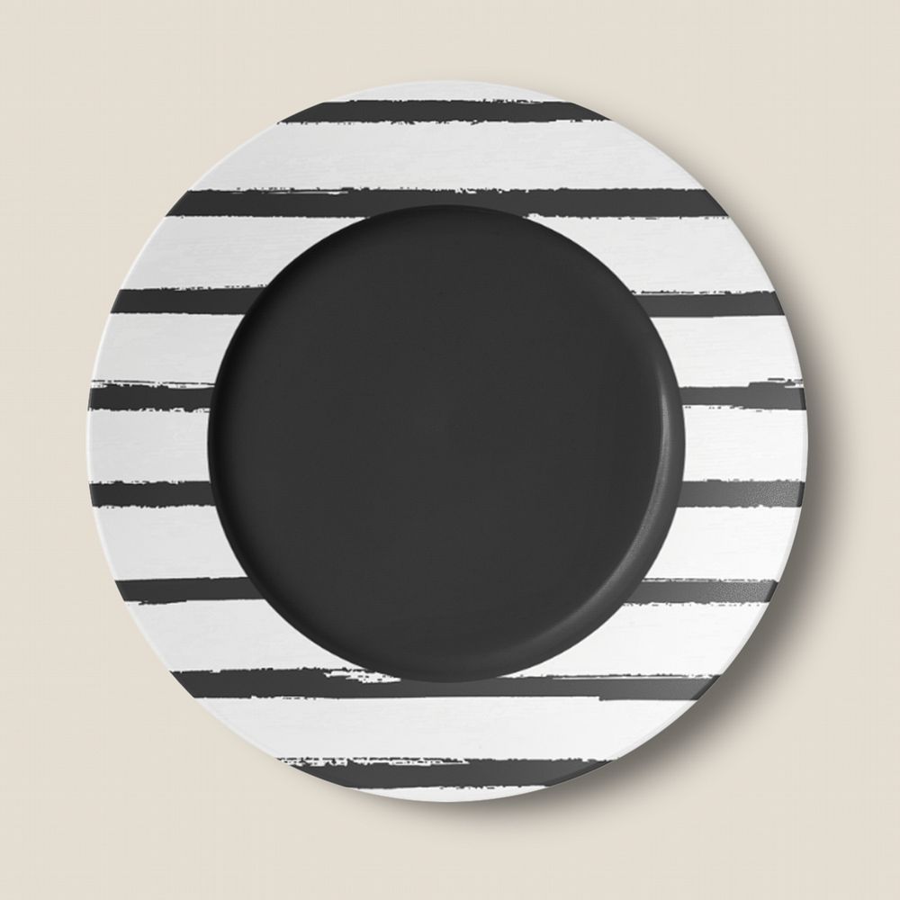 Black and white striped plate