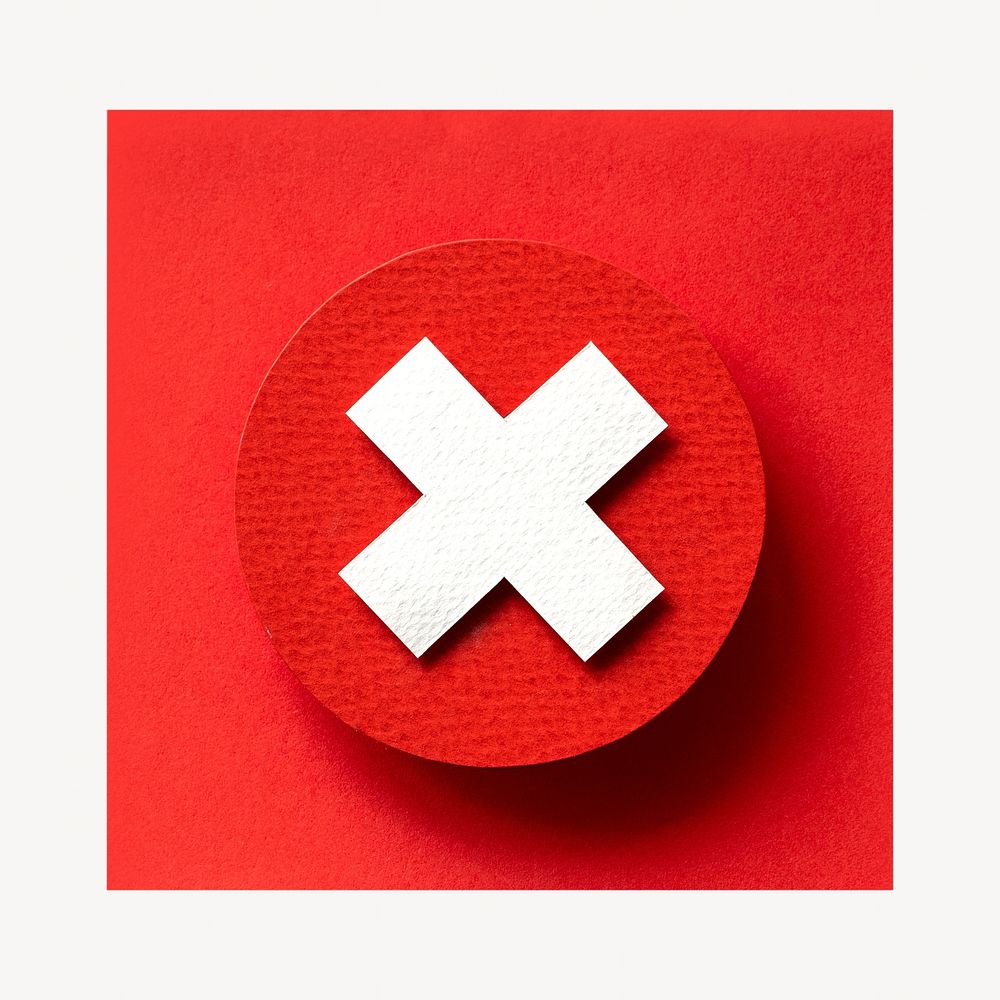Paper craft art of a red X isolated image
