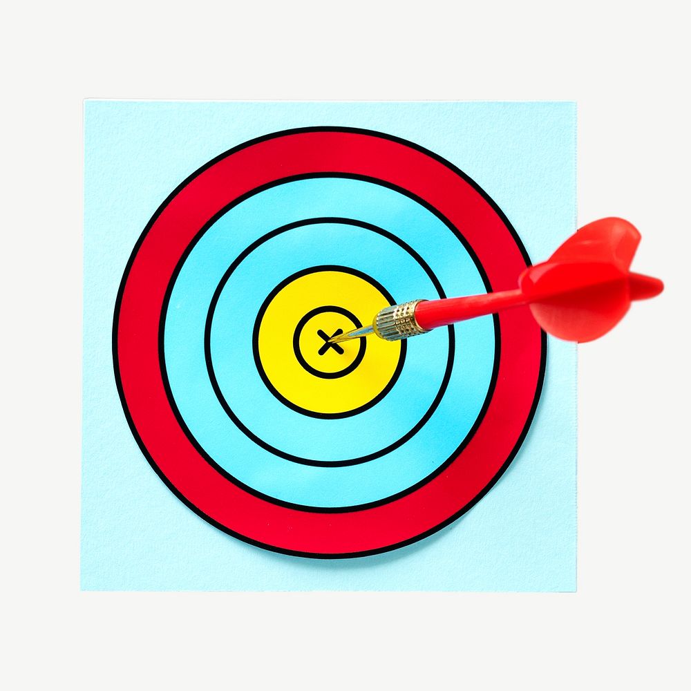 Dart hitting the bull's eye Premium PSD rawpixel
