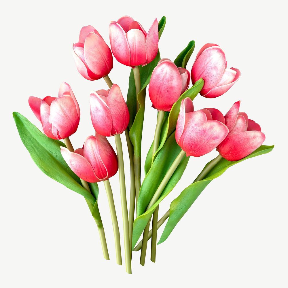 Pink tulips collage element psd