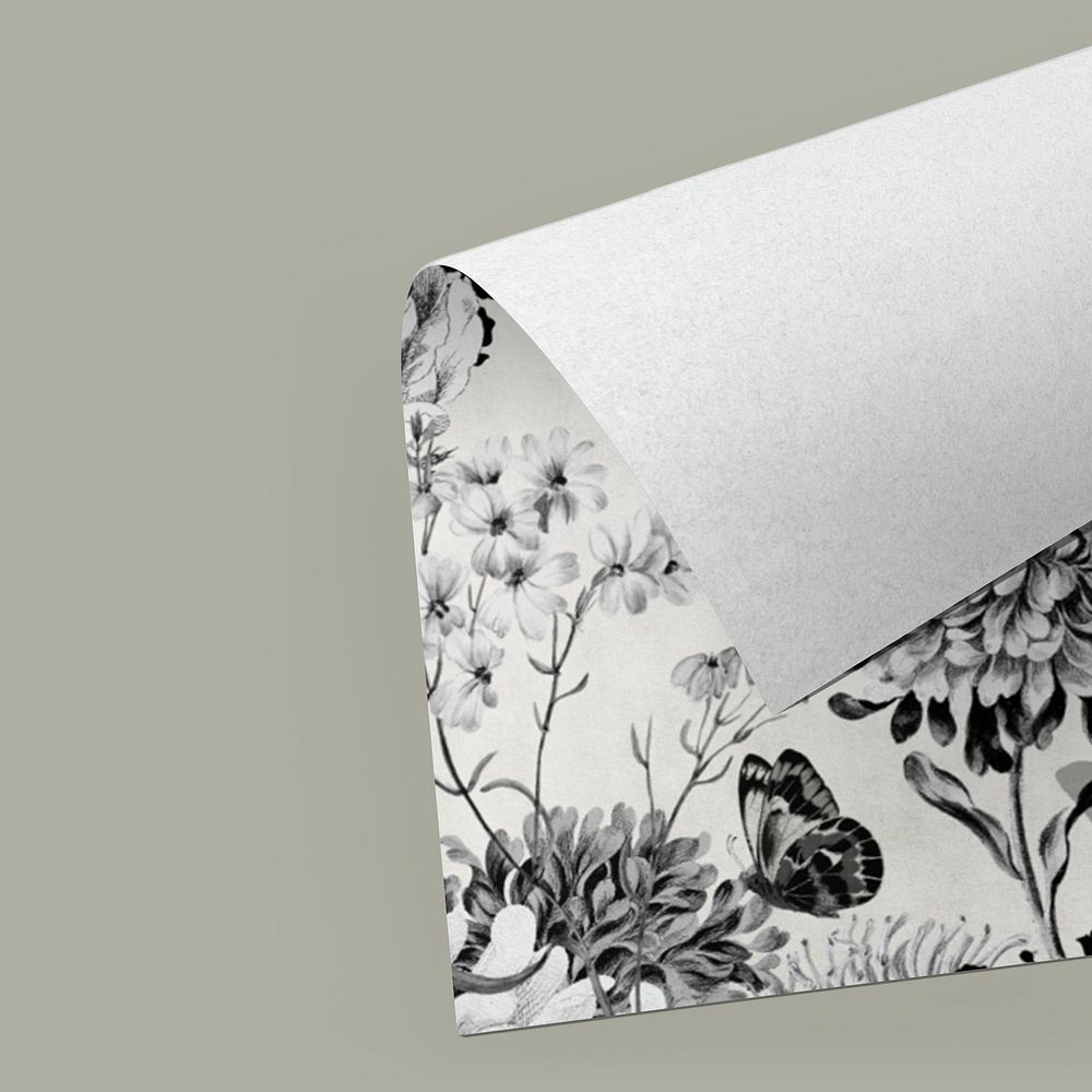 Rolled bw floral poster